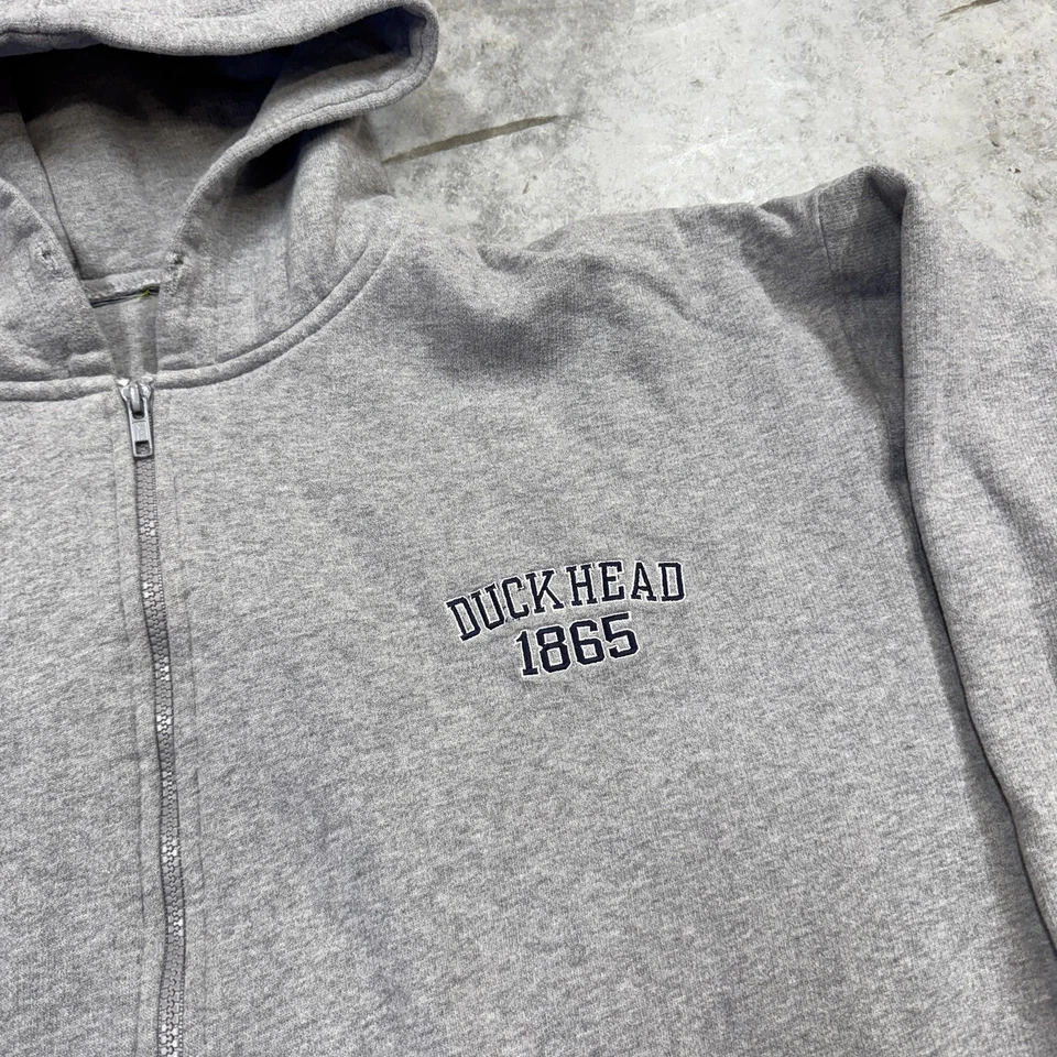 Толстовка с капюшоном мужская Duck Head 2XL серая на молнии 1865 вышитая флисовая с подкладкой толстовка - Изображение 3 из 4