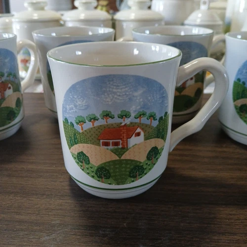 SANGOSTONE COUNTRY COTTAGE PATTERN #3645, 12 Ounce Mugs, 5 Piece Set