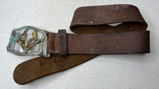 Vintage 1950s 1960s Western Wear Childs Leather Belt w/ Metal Buckle