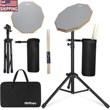 Portable Drum Practice Pad Double Sided Silent Silicone W/ Sticks Stand New
