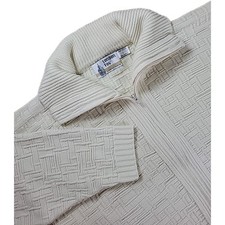 Vintage London Fog Cardigan Sweater Jacket Full Zip Size Large Geometric Cream