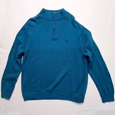 Chaps Quarter 1/4 Zip Sweater Blue Cotton Knit Pullover XL Knitwear