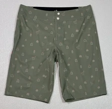 WILD RYE Size 10 Green Peach Cactus Print Freel Bike Shorts MTB Stretch Womens