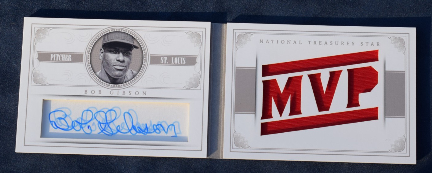 Bob Gibson 2014 National Treasures Star lg jersey auto booklet /25