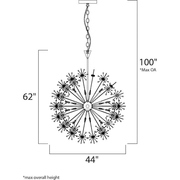 MAXIM 39747BCPC Starfire 40 luces 44" ancho pulido cromo araña Foto 2 de 4