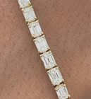 5 Ct Emerald VS Lab Grown Diamond Prong Tennis Bracelet 14k Yellow Gold Over 925
