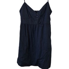 Brandy Melville Mini Dress Navy Blue Lace Trim Empire Waist Button Bodice NEW