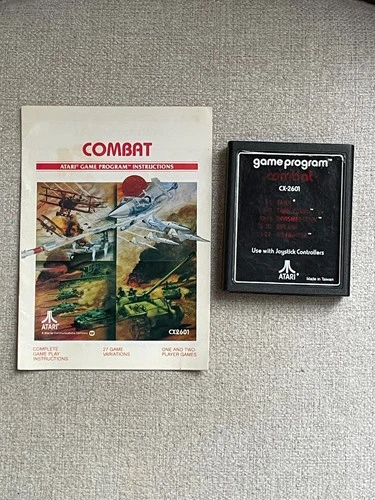 VINTAGE ATARI 2600 COMBAT CX-2601 VIDEO GAME CARTRIDGE & MANUAL TESTED & WORKS