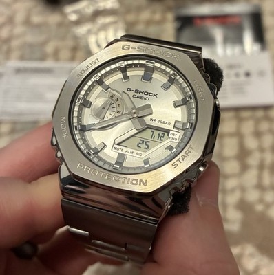 CASIO G-SHOCK GM-2110D-7ACR SILVER DIAL STAINLESS STEEL MEN'S WATCH, EXCELLENT