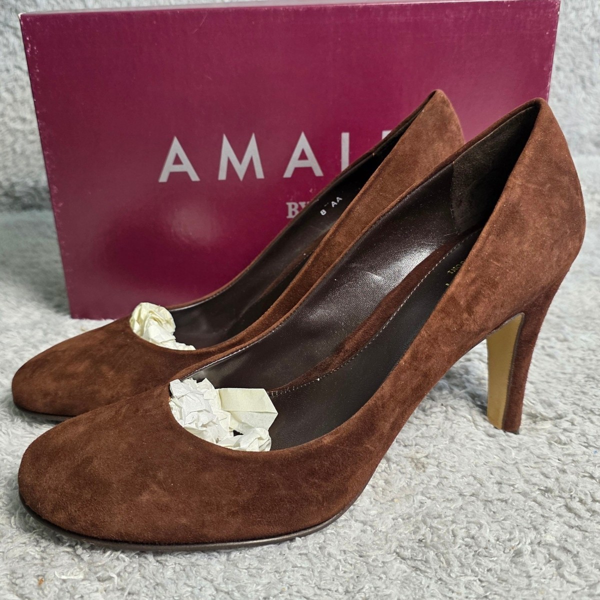 Amalfi by Rangoni Classic Brown Italian Suede Leather Heels  display picture 1