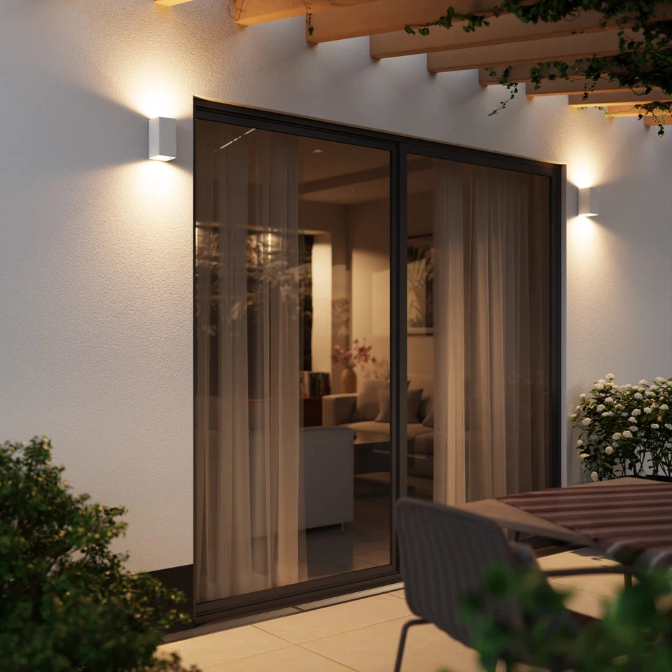 Wandleuchte ALSE für außen, IP54, Up- & Downlight, schwarz matt, eckig, 2x - Bild 4 von 4