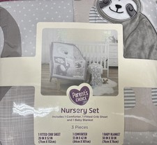 Parent's Choice Celestial 3 Piece Crib Bedding Set, Grey, Elephant, Sloth