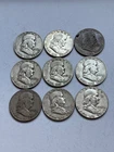 1950 1951 1952 D US Franklin Halves 50c (9) Nice Coins.