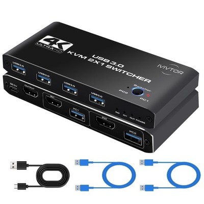 HDMI KVM Switch: 2 PC 1 Monitor 4K60Hz USB Switcher zum Teilen von Tastatur