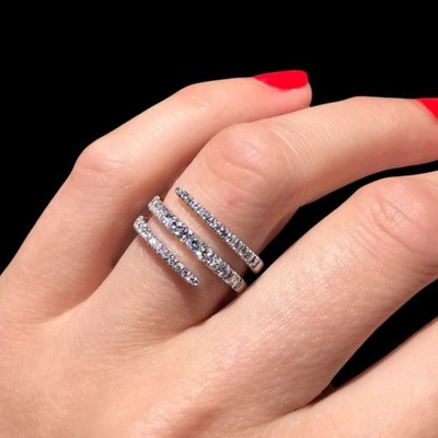Eternity Diamond Band 14k White Gold Lab Grown 0.50 Carat Round Cut E F VVS2