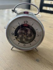 Vintage 60s Chinese Alarm Clock With Moire Kinetic Sunshine Effect. Shanghai  