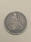 1857 Seated Liberty Silver Half Dollar 50c