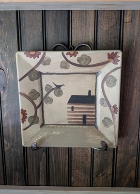 Carol Endres Vtg Hearthside Collection Folk Art Painted Primitive Wood Plate 10''