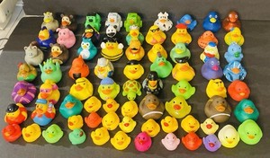 Mixed Lot (75) Rubber Duck Figurines & Mini Ducks Assorted Colors & Styles