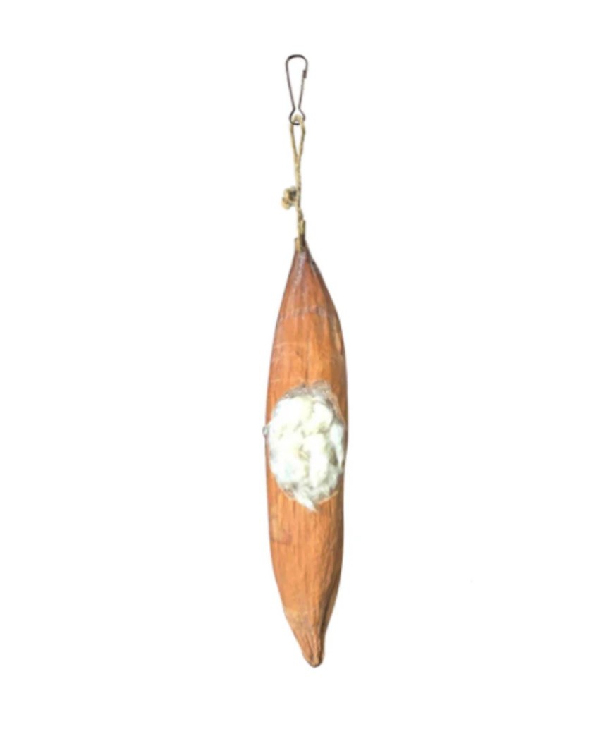 SKY PETS NATURAL COTTON POD HANGING CAGE BIRD TOY WITH SOFT BEDDING INNER  29CM