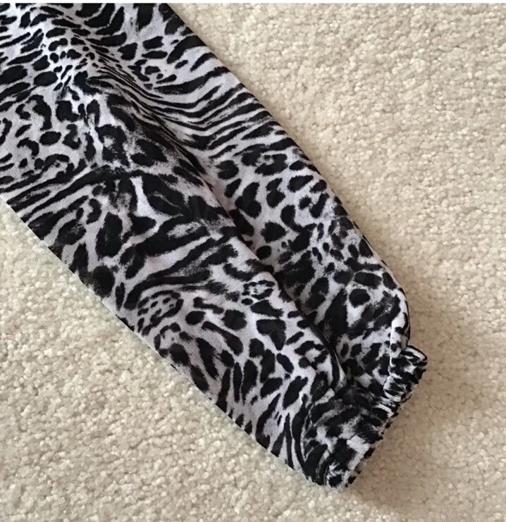 Abito donna Michael Kors stampa animalier volant collo cravatta cintura chiffon XS $140 nuovo