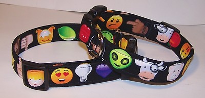 Wet Nose Designs Colorful Text Me Emoji Dog Collar Emojis Emoticon on Black