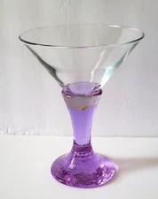 Fire And Light Signed Rare Lavender Color Martini Glass Purple Stem HTF