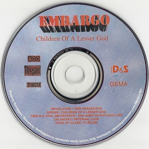 Embargo – Children Of A Lesser God Original 1994 D&S Speed Metal CD - Foto 3 di 3