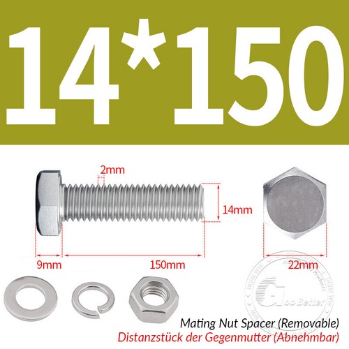 Set viti esagonali M2 - M24 acciaio inox A2 DIN 933 con rondelle dado - Foto 163 di 251