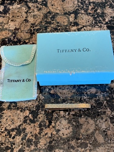 Tiffany & Co 14K Yellow Gold Bamboo Textured Tie Bar Clip Boxes 8.5 Grams - Picture 3 of 10
