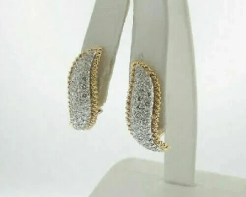 Women's 1 CT Round Cut Simulated Diamond Stud Earrings 14K Two Tone Gold Plated - Image 3 of 4