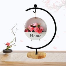 Large Ornament Display Stand For Hanging Glass Terrarium With Wood Base Creative