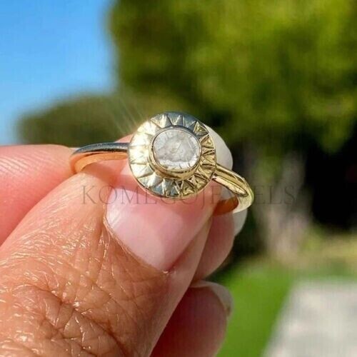 Stunning Natural Polki Diamond Engagement Ring Elegant Gift for Her Fine Jewelry-image