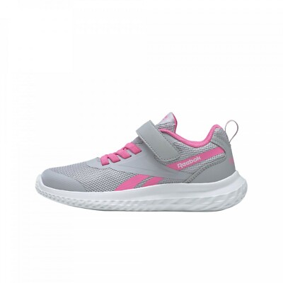 Reebok Rush Runner Mädchen Fein Schnürsenkel Riss Grau Rosa Canvas 