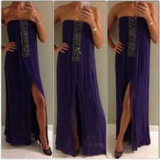 NWT BCBG MaxAzria Exene Purple Strapless Gown Sz 02