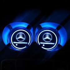 2pcs Rgb Led Car Interior Cup Holder Light Mat Pads Drink Coaster Ambient Lamps