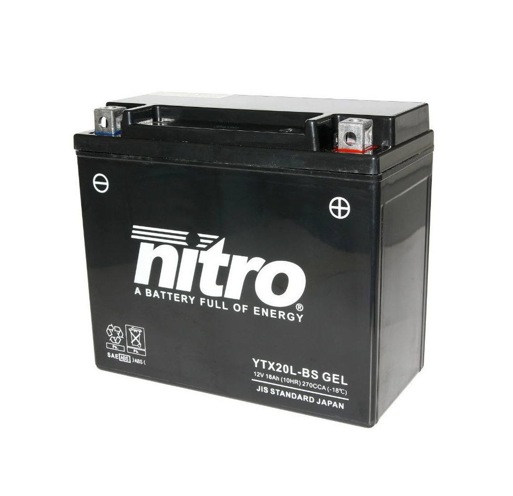 Batterie AGM Gel YTX20L-BS 12V 18Ah étanche pour moto et quad sport