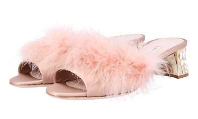 MIU MIU SANDALS BY PRADA CRYSTAL GOLD OSTRICH FEATHERS NEW MIU MIU SANDALS BY PRADA CRYSTAL GOLD OSTRICH FEATHERS NEW
