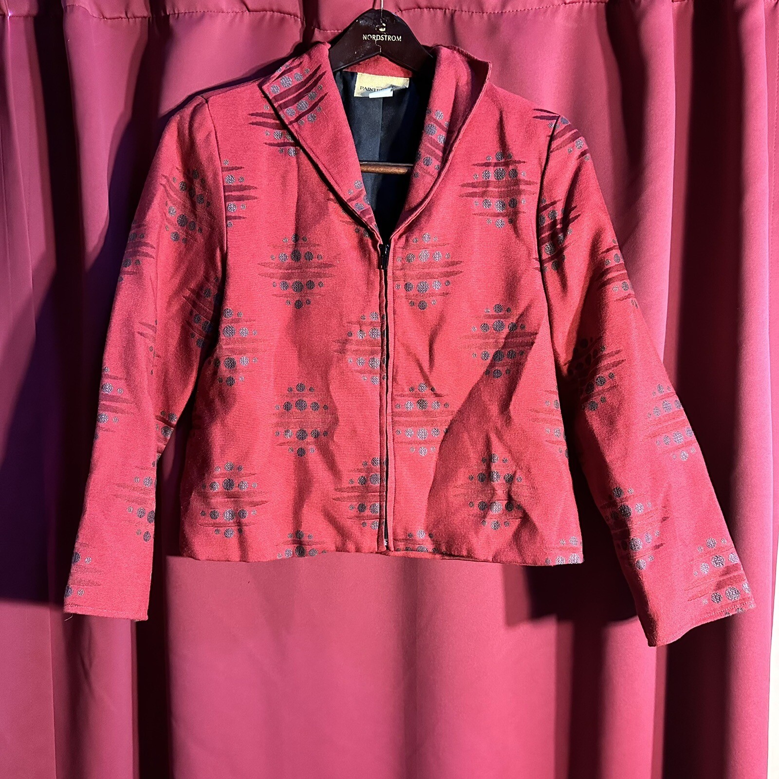 Giacca blazer vintage dipinta pony rodeo sud ovest cowgirl donna piccola USA