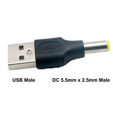 USB 2.0 Type A Male To 5.5mm x 2.5mm Plug 5V DC Power Supply Adapter Connector