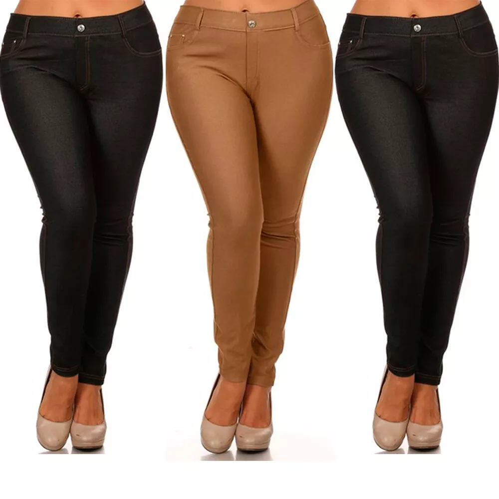 3 Pc Lot Womens Jeggings Plus Size Stretch Pants Skinny Jean Look
