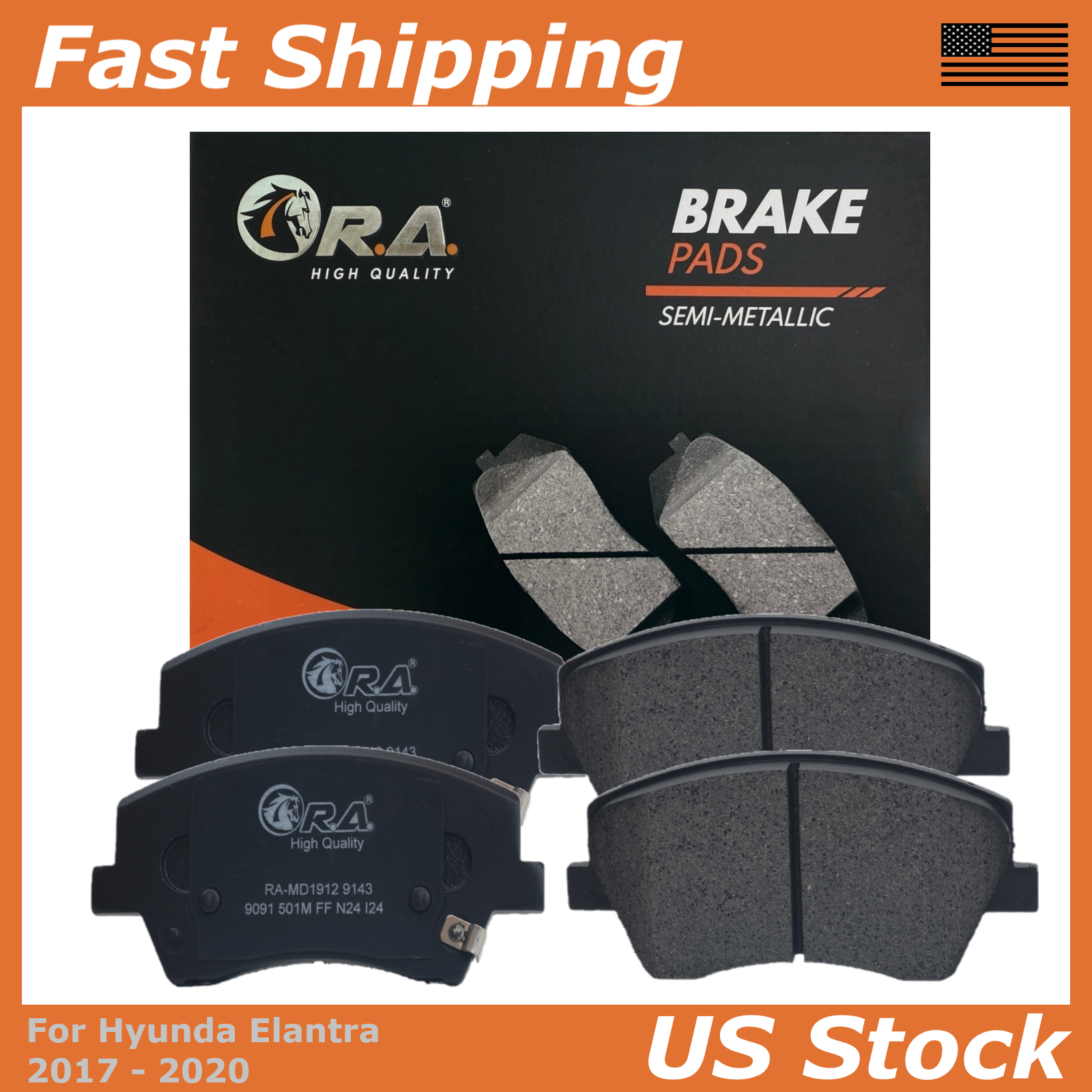 Front Disc Brake Pads for 2017 2018 2019 2020 Hyundai ELANTRA 1.4L 2.0L ONLY