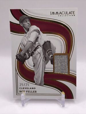 2023 Panini Immaculate Bob Feller Gold Coach Worn Material #’d 25/25 Cleveland