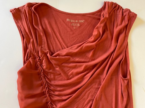 Mac & Jac Damen lachsfarbene ärmellose Bluse Tank asymmetrisch transparent Größe Medium - Bild 5 von 6