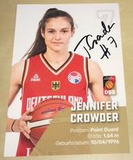 Jennifer Crowder signierte Autogrammkarte DBB Frauen Deutschland Basketball #1