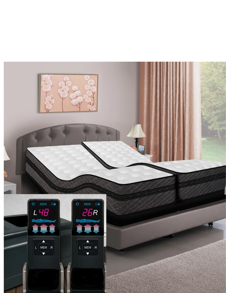 Cama ajustable con cabezal flexible Split Top Cal King + colchón de aire Split Top de 13" Foto 3 de 4