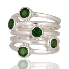 Natural Russian Chrome Diopside Gemstone 925 Sterling Silver Ring Jewelry