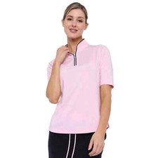 NWT BELYN KEY Cherry Blossum Pink Hepburn Half Sleeve Golf Shirt XS S M