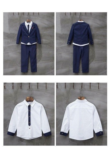 Chic Kids Boys Suits Formal Children Prom Page Wedding Party Suit Black Red Blue - Picture 8 of 13