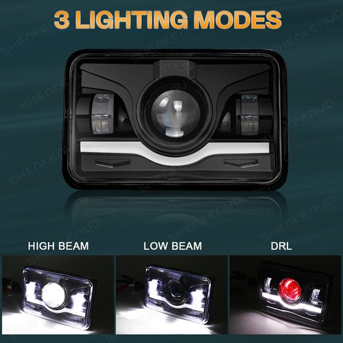 4x 4x6'' LED Headlight Hi/Lo Beam Fit for Chevrolet Western Star 4900 Semi Truck - Foto 2 di 19